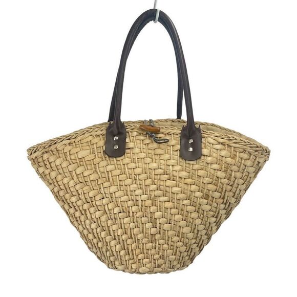 Womens Shoulder Bag Straw Fabric Lining Inner Pocket Beige rattan boho cottageco - Picture 15 of 15
